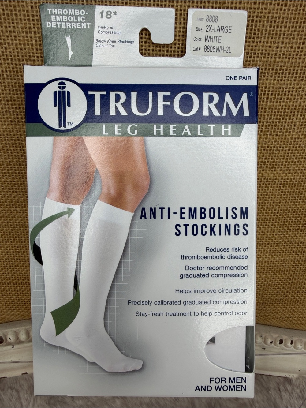 Truform White Anti-Embolism Compression Stockings - Men